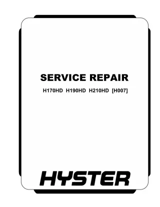 Hyster H007 (H230HD) Forklift Service Repair Manual 1